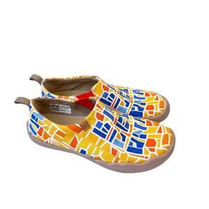 UIN Barcelona Shoes Women's 7 Colorful Mosaic Art Comfort Travel Canvas Slip On